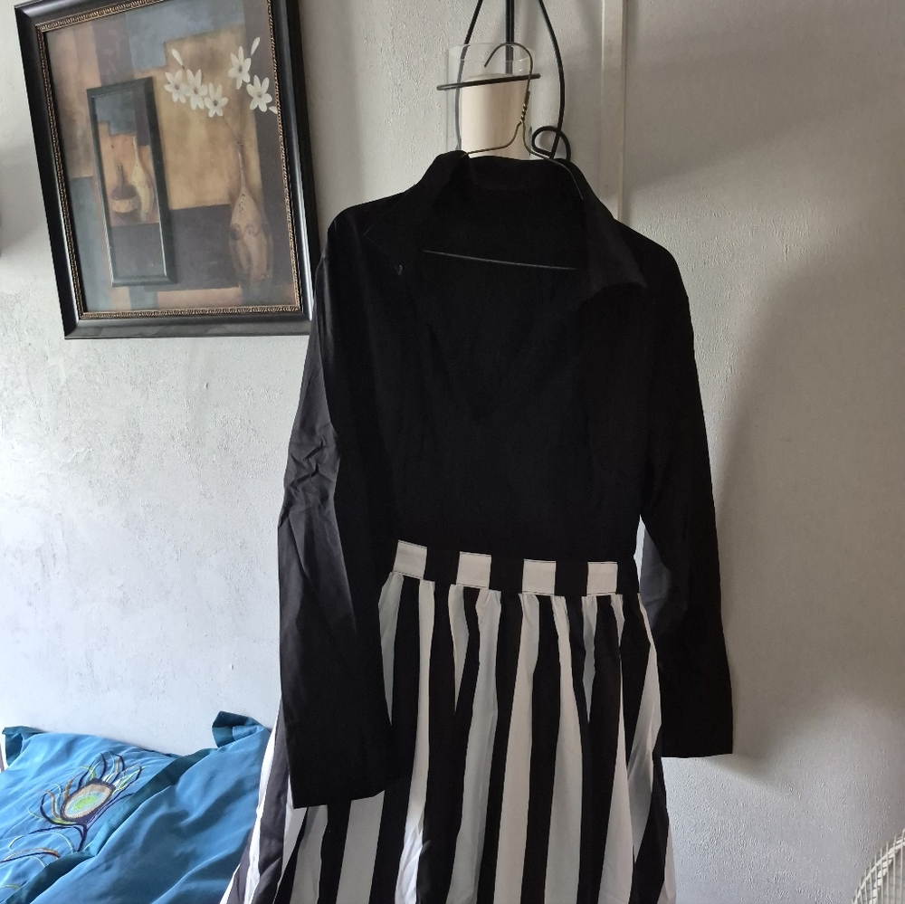 Black and White Striped Dress